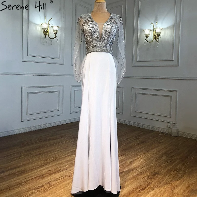 Serene Hill Grey Satin Mermaid Evening Dresses Gowns 2024 Beaded Elegnat Sexy For Women Party LA71233 Serene Hill Grey Satin Mermaid Evening Dresses Gowns 2024 Beaded Elegnat Sexy For Women Party LA71233