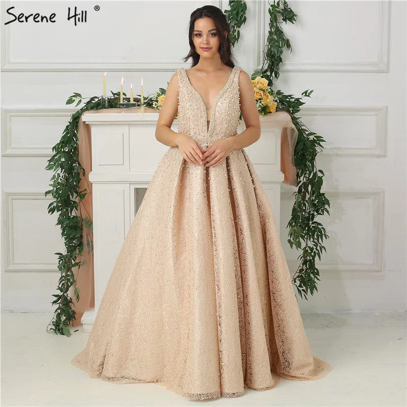On Sale No Return No Refund Sale Sleeveless Deep-V Sexy Long Evening Dresses Pearls Crystal Evening Gown LA6173 On Sale No Return No Refund Sale Sleeveless Deep-V Sexy Long Evening Dresses Pearls Crystal Evening Gown LA6173