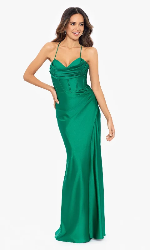 Betsy and Adam Long Green Prom Dress A25610