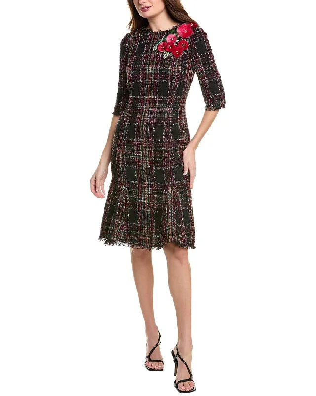 Teri Jon by Rickie Freeman Tweed Godet Dress