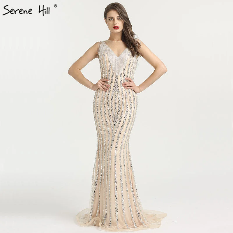 On Sale No Return No Refund Luxury Sparkle Sleeveless Mermaid Evening DressesEvening Gowns LA6357 On Sale No Return No Refund Luxury Sparkle Sleeveless Mermaid Evening DressesEvening Gowns LA6357