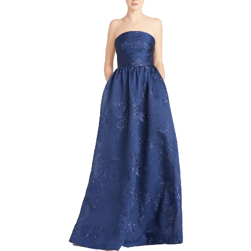 Womens Metallic Full Length Evening Dress