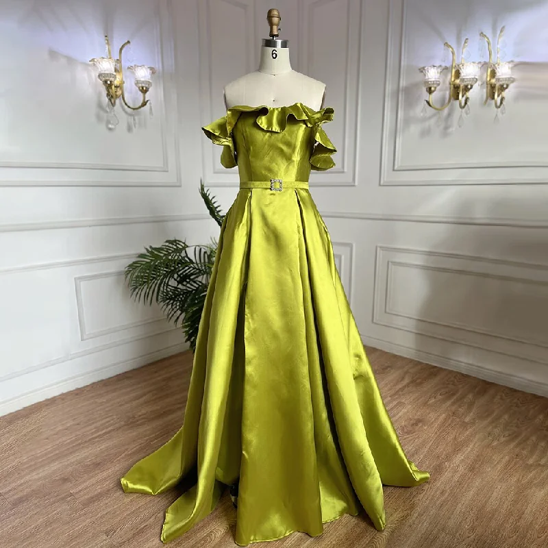 Serene Hill Olive Green A-Line Sexy Satin Off Shoulder Evening Dresses Long Luxury 2024 Celebrity Gowns For Woman Party LA70245 Serene Hill Olive Green A-Line Sexy Satin Off Shoulder Evening Dresses Long Luxury 2024 Celebrity Gowns For Woman Party LA70245