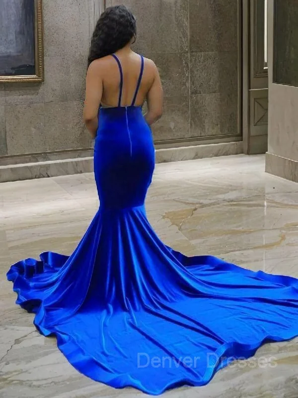 Trumpet/Mermaid V-neck Court Train Elastic Woven Satin Prom Dresses With Appliques Lace Trumpet/Mermaid V-neck Court Train Elastic Woven Satin Prom Dresses With Appliques Lace