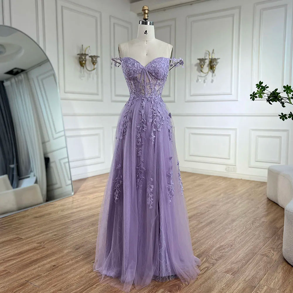 Serene Hill 2024 Lilac Spaghetti Strap Lace-Up Back A-Line Appliqué Prom Dress for Women | Wedding Party LA72620 Serene Hill 2024 Lilac Spaghetti Strap Lace-Up Back A-Line Appliqué Prom Dress for Women | Wedding Party LA72620
