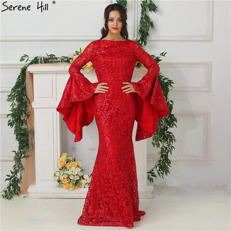 Dubai Mermaid Evening Dresses Sparkle Fashion Bride Toasting Gowns LA6640