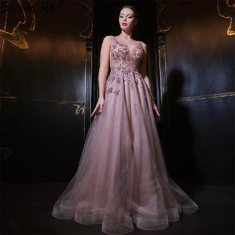 Serene Hill Pink A-Line Sexy Evening Dresses Gowns 2024 Spaghetti Strap Beaded For Women Party LA71268 Serene Hill Pink A-Line Sexy Evening Dresses Gowns 2024 Spaghetti Strap Beaded For Women Party LA71268