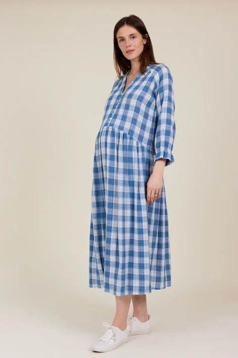 Pearl Dress - Cornflower Blue Check