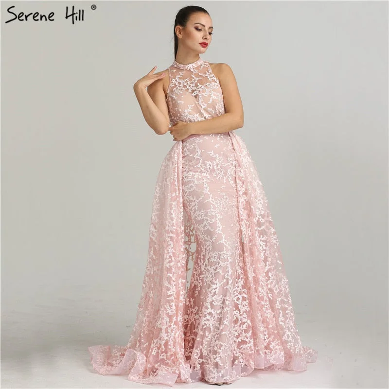 On Sale no return no refundSale Pink Lace Dubai Designer Sexy Evening Dresses Mermaid Evening Gown LA6282 On Sale no return no refundSale Pink Lace Dubai Designer Sexy Evening Dresses Mermaid Evening Gown LA6282