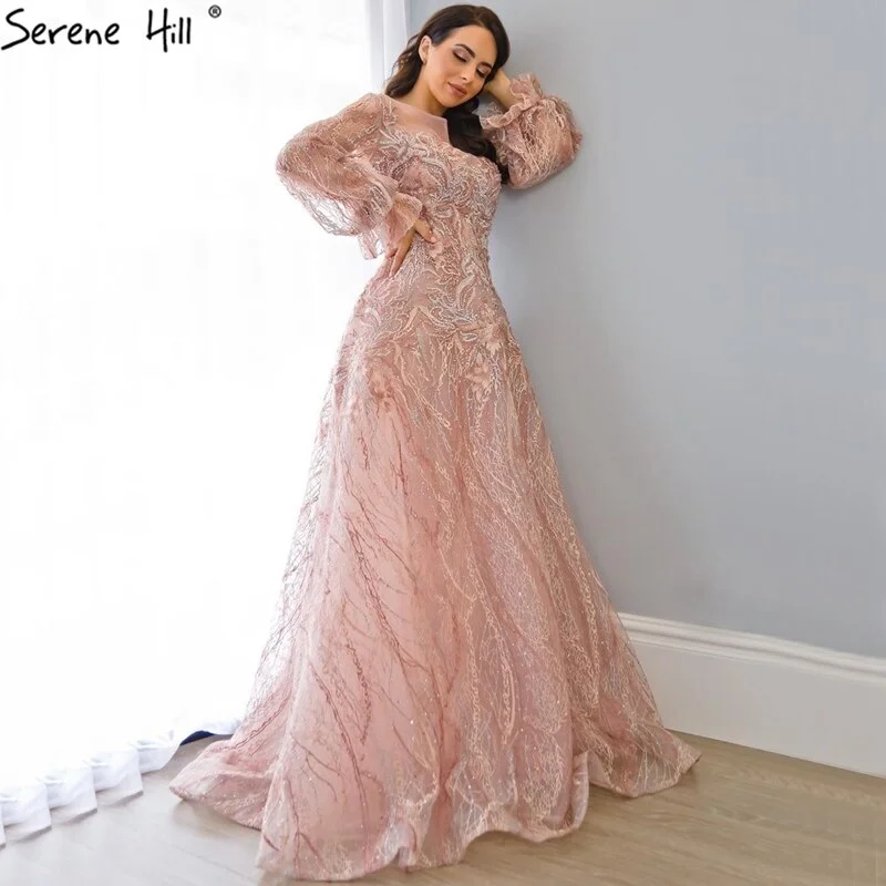 Sale Serene Hill Pink A-Line Luxury Evening Dresses 2024 lantern Long Sleeves Beading Lace Formal Dress LA70676 Sale Serene Hill Pink A-Line Luxury Evening Dresses 2024 lantern Long Sleeves Beading Lace Formal Dress LA70676