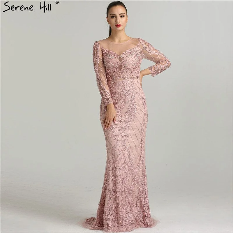 On Sale No Return No Refund Pink Long Sleeves Pearls Crystal Evening Gowns 2024 Mermaid Sexy Elegant Formal Evening Dress LA6274 Plus Size On Sale No Return No Refund Pink Long Sleeves Pearls Crystal Evening Gowns 2024 Mermaid Sexy Elegant Formal Evening Dress LA6274 Plus Size
