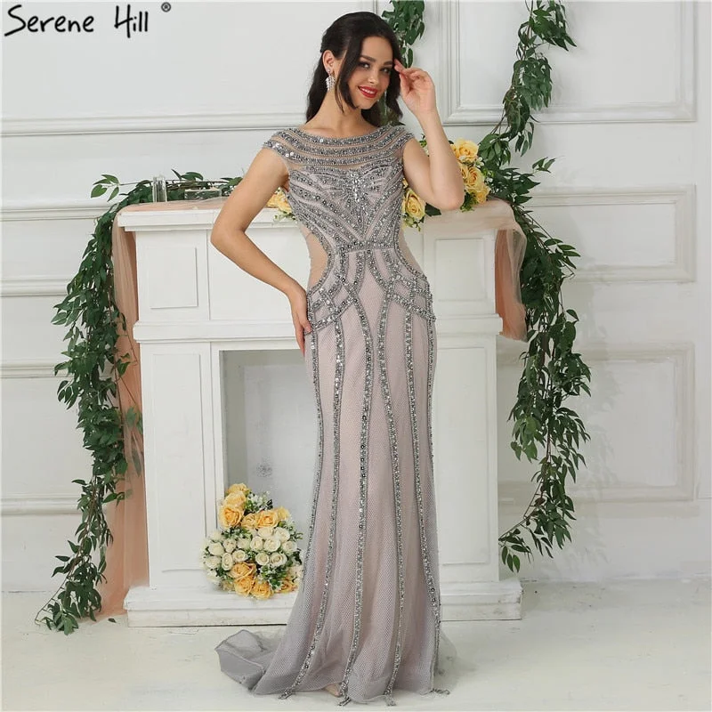 On Sale no return no refundSale Dubai Design Cutaway Sides Evening Dresses Diamond Pearls Evening Gowns LA6676