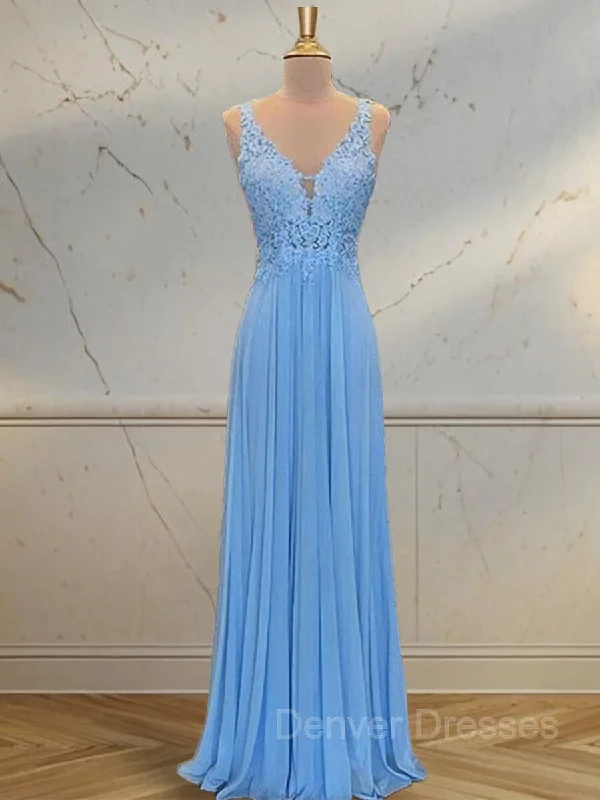 A-Line/Princess Spaghetti Straps Floor-Length Chiffon Prom Dresses With Appliques Lace A-Line/Princess Spaghetti Straps Floor-Length Chiffon Prom Dresses With Appliques Lace