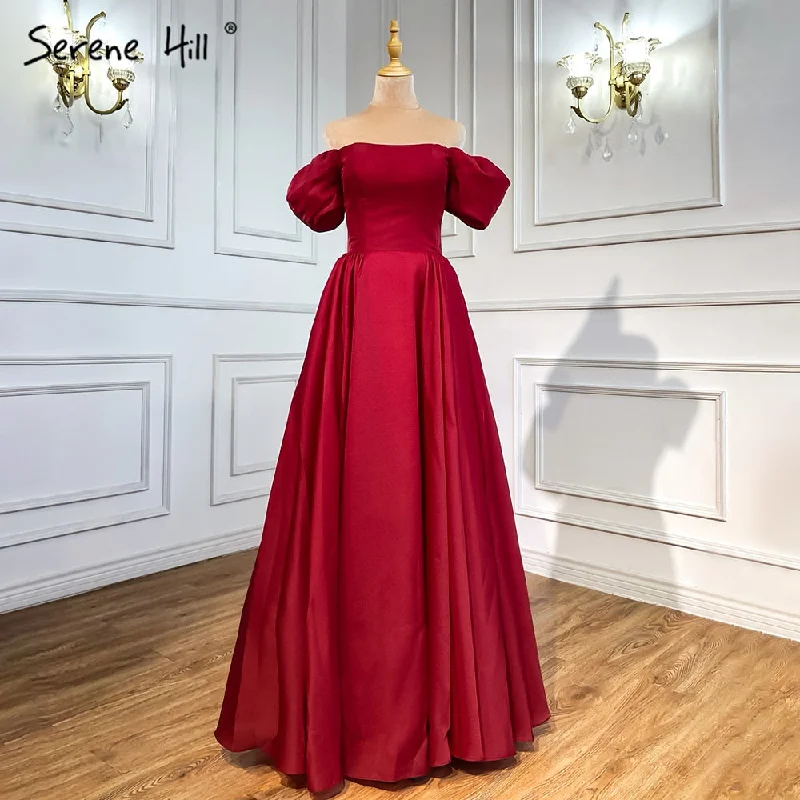 Serene Hill Red A-Line Satin Evening Dresses Gowns 2024 Simple Off Shoulder Sexy For Women Party LA71286 Serene Hill Red A-Line Satin Evening Dresses Gowns 2024 Simple Off Shoulder Sexy For Women Party LA71286