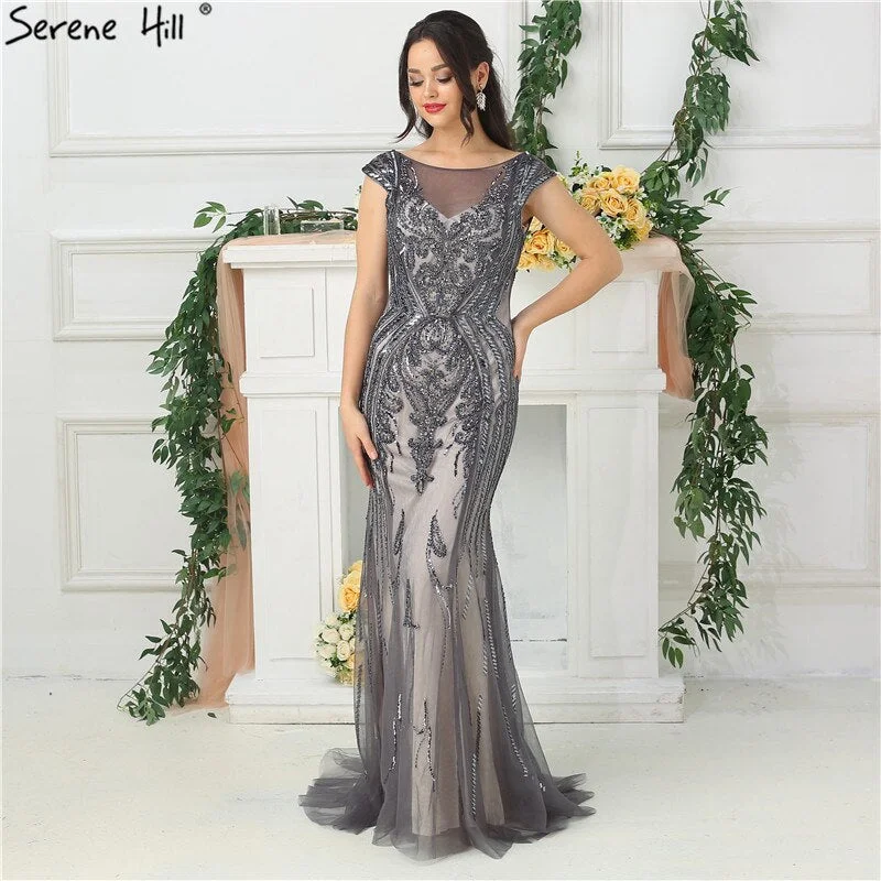 On Sale no return no refundSale Grey High-end Luxury Dubai Design Evening Dress Beading Sequined Sleeveless Sparkle Evening Gowns 2024 Serene Hill LA6679 On Sale no return no refundSale Grey High-end Luxury Dubai Design Evening Dress Beading Sequined Sleeveless Sparkle Evening Gowns 2024 Serene Hill LA6679