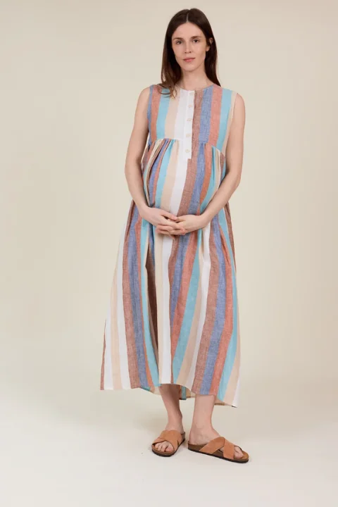 Sylvie Dress - Linen Stripe