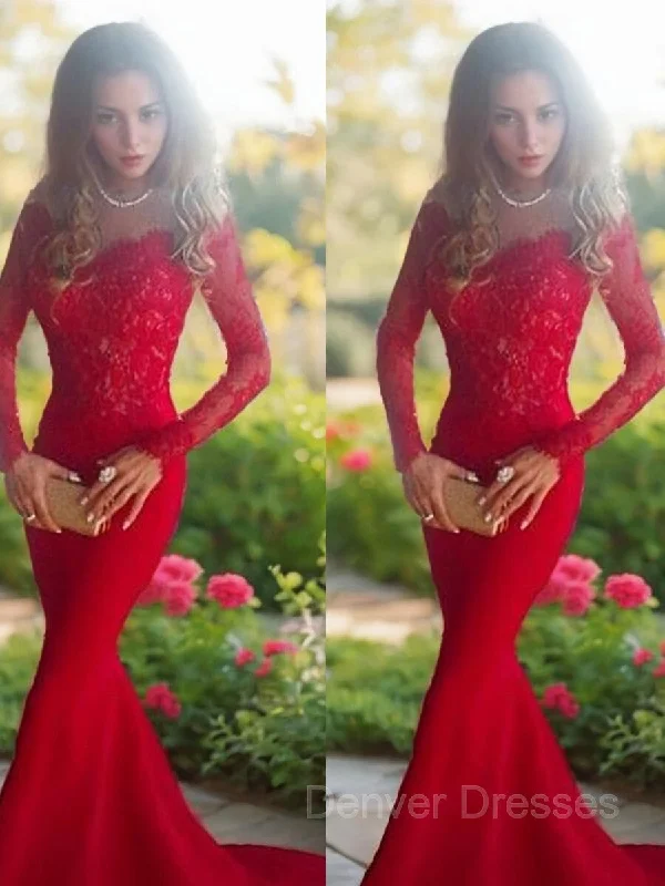 Trumpet/Mermaid Off-the-Shoulder Sweep Train Elastic Woven Satin Prom Dresses With Appliques Lace Trumpet/Mermaid Off-the-Shoulder Sweep Train Elastic Woven Satin Prom Dresses With Appliques Lace