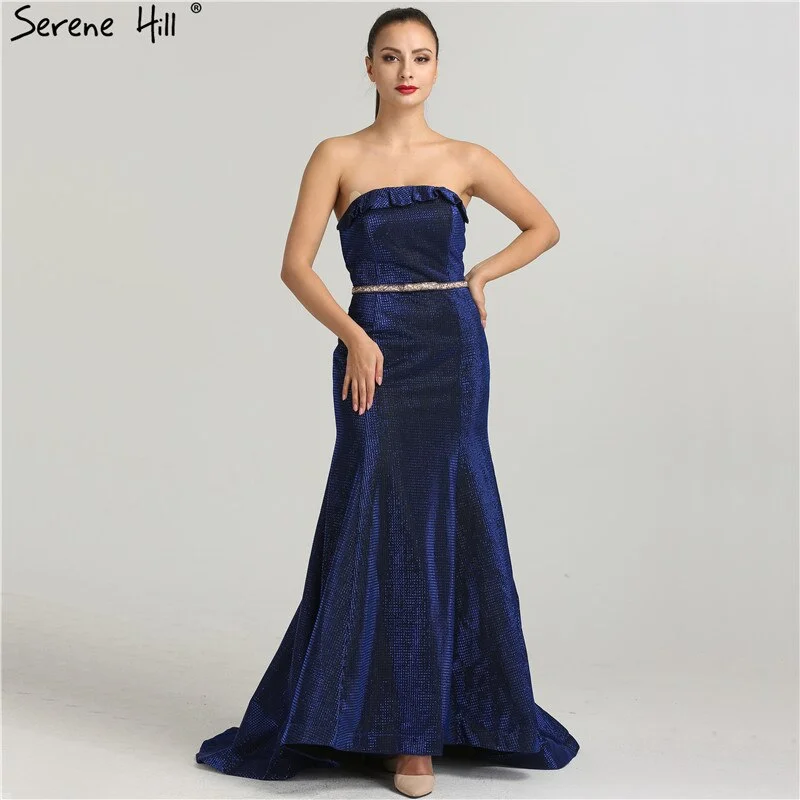 On Sale No Return No Refund Designer Strapless Sexy Evening Dresses  Mermaid  Fashion Long Dress Elegant Evening Real Photo LA6440