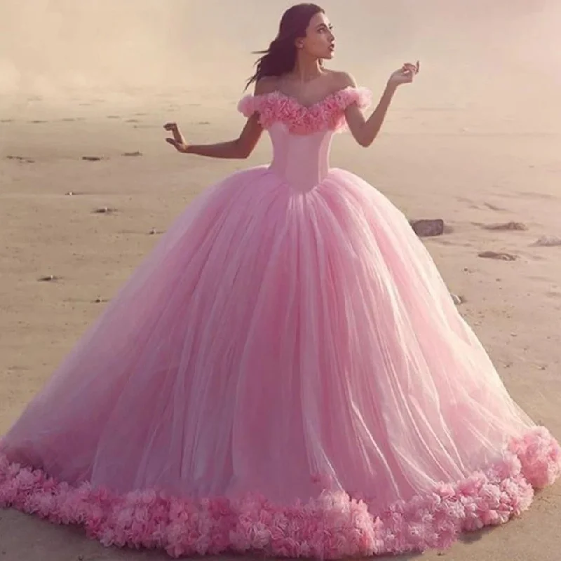 Prom Dresses 2024 Light Pink Quinceanera Dresses Ball Gown Tulle 15 anos Flowers Fluffy Off The Shoulder Evening Dresses Sweet 18 Prom Dress Prom Dresses 2024 Light Pink Quinceanera Dresses Ball Gown Tulle 15 anos Flowers Fluffy Off The Shoulder Evening Dresses Sweet 18 Prom Dress
