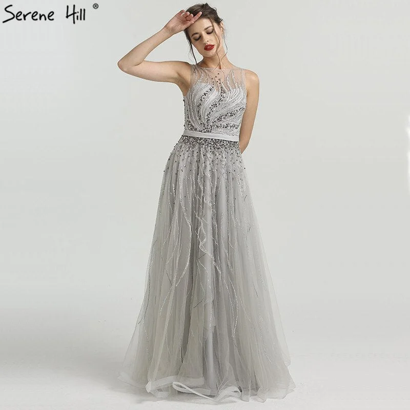 On Sale no return no refundSale Grey Diamond Beading Luxury New Evening Dresses 2024 High-end Sexy Sleeveless Beach Formal Evening Gowns Serene Hill LA6577 On Sale no return no refundSale Grey Diamond Beading Luxury New Evening Dresses 2024 High-end Sexy Sleeveless Beach Formal Evening Gowns Serene Hill LA6577