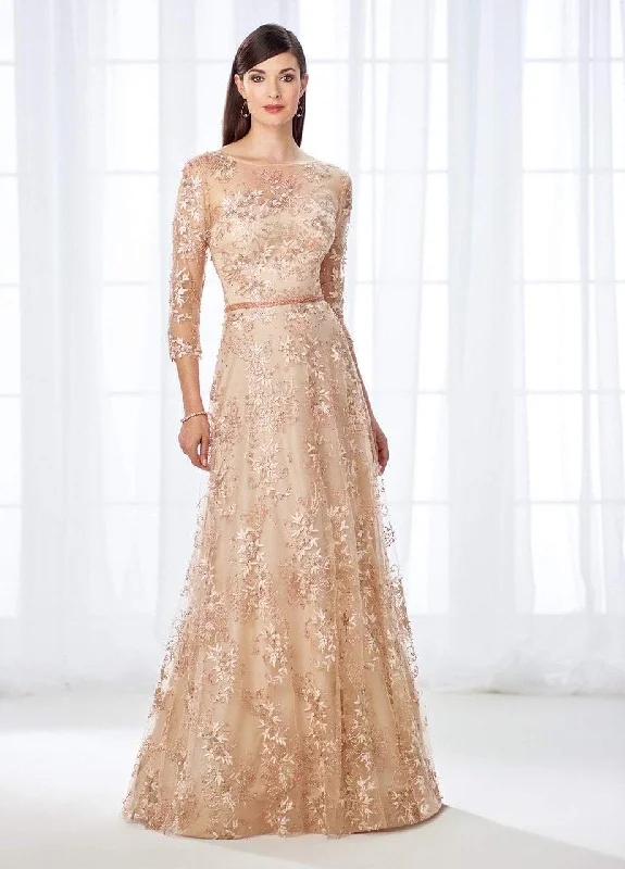 Cameron Blake - 118682 Long Beaded Lace A-Line Dress
