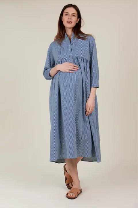 Thea Dress - Denim Stripe