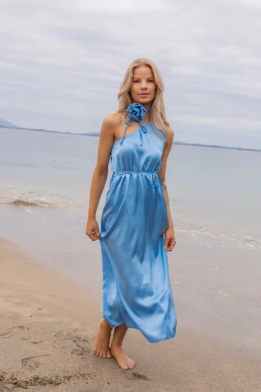 Blue Clodagh One Shoulder Midi Dress Cozy Tie-Dye Midi Dress