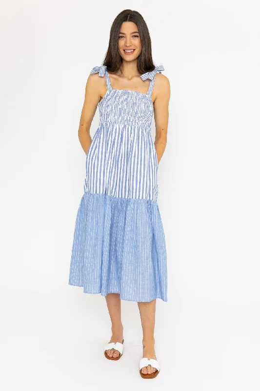 Blue Stripe Midi Dress Fashionable Wide Leg Midi Dress