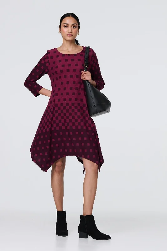 Geo Print Hanky Hem Long Sleeve Midi Dress Stylish Wraparound Midi Dress