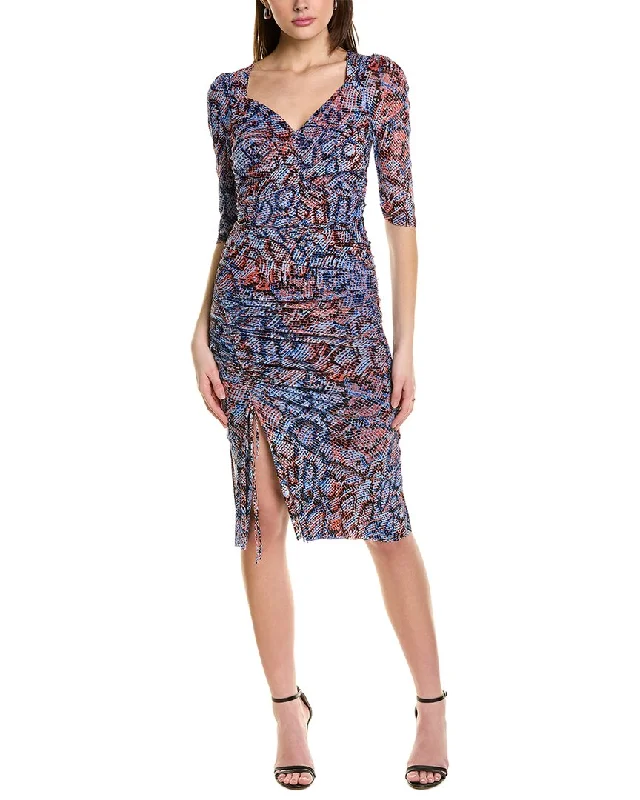 Diane von Furstenberg Michael Midi Dress Fashionable Sheer Sleeve Midi Dress