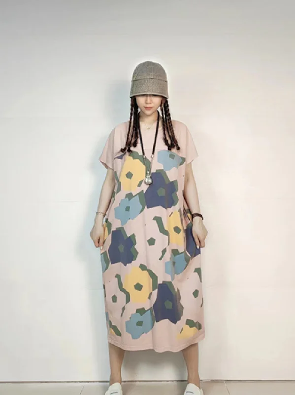 Effortless Style Women's Summer Midi Dress Fashionable Sheer Sleeve Midi Dress