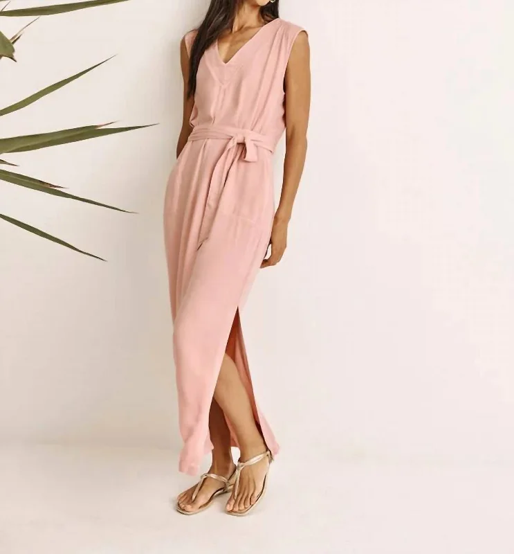 Evian Maxi Dress In Posie Elegant Maxi Dress with Belt