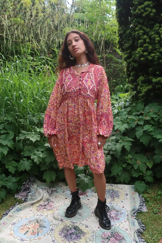 Florence Mini Dress in Ivory & Violet Rose Paisley Floral Trendy Camisole Mini Dress Florence Mini Dress in Ivory & Violet Rose Paisley Floral Trendy Camisole Mini Dress