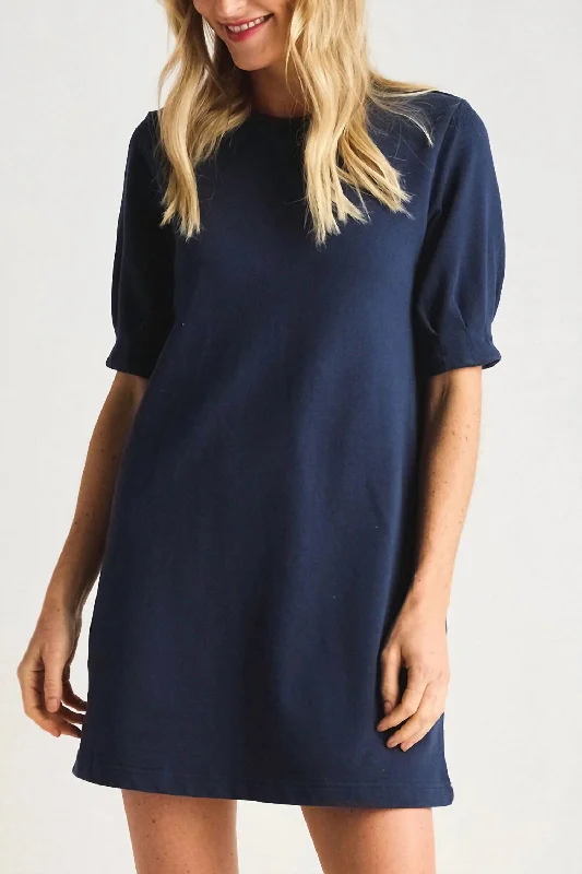 Gigi Terry Mini Dress In Captain Navy Stylish Ribbed Mini Dress