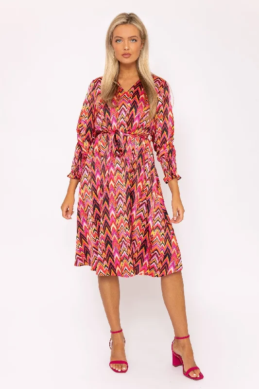 Indie Printed Midi Dress Elegant Satin Midi Dress