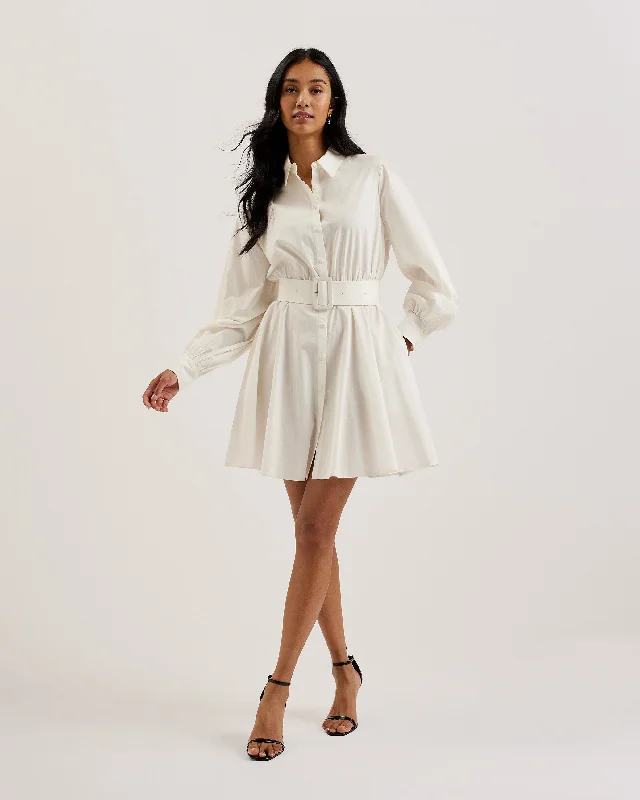 Jurua Long Sleeve Shirt Mini Dress White Cozy Knit Mini Dress