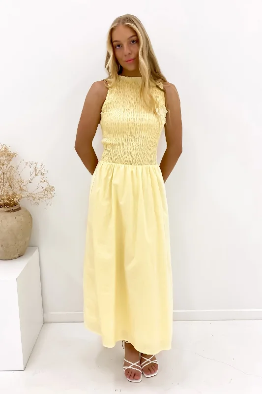 Karina Midi Dress Yellow Stylish Wraparound Midi Dress