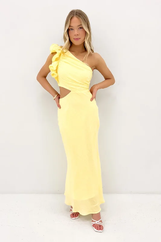 Knox Midi Dress Yellow Cozy Wide Strap Midi Dress