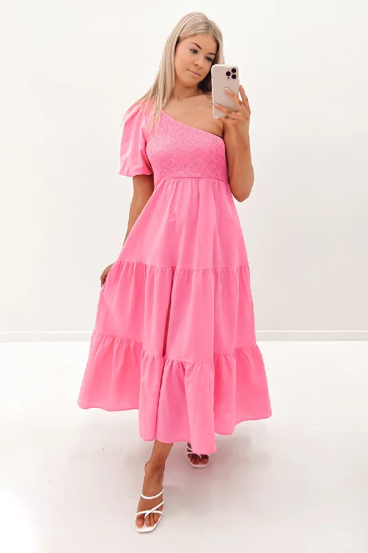 Lillie Midi Dress Pink Cozy Spaghetti Strap Midi Dress