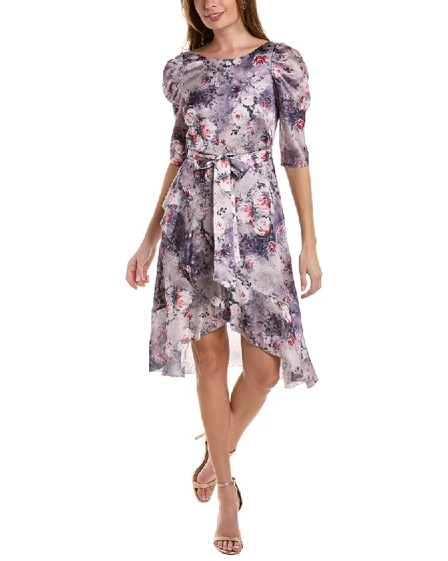 Marchesa Notte Floral Textured Charmeuse Midi Dress Comfortable Geometric Print Midi Dress