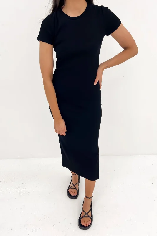 Mika Midi Dress Black Fashionable Casual Midi Dress