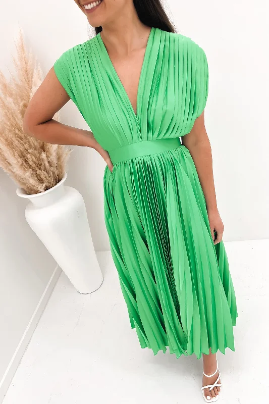 Patrick Midi Dress Green Stylish Silk Midi Dress