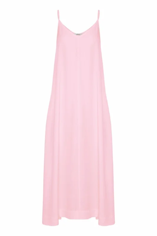 Pink Summer Midi Dress Stylish Midi Dress with Cuffs