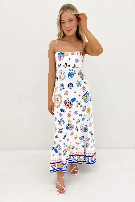 Portafino Midi Dress White Stylish Vintage Midi Dress