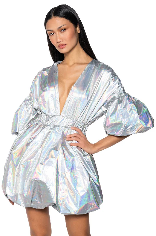 SEEING STARS METALLIC MINI DRESS Comfortable Zip-Up Mini Dress