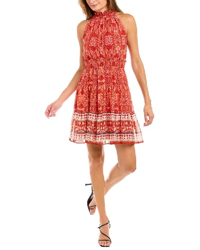 Taylor Smocked Mini Dress Elegant Floral-Print Mini Dress