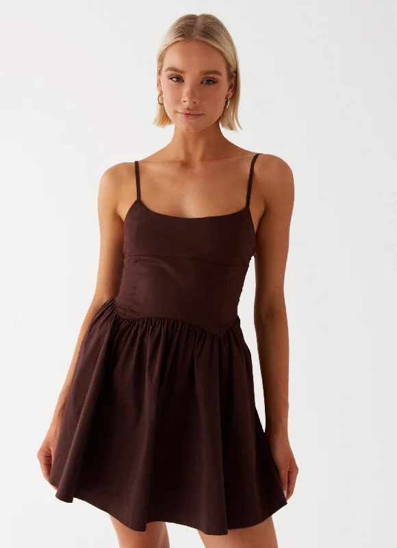 Tesoro Mio Mini Dress - Chocolate Stylish Summer Mini Dress