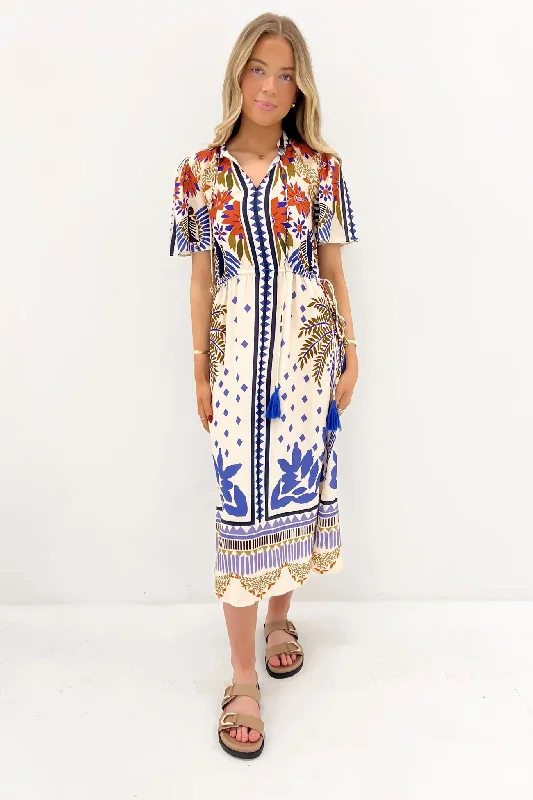 Venya Midi Dress Tropical Sagrada Stylish Cold Shoulder Midi Dress