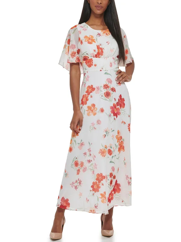 Womens Chiffon Long Maxi Dress Casual Maxi Dress with Pockets