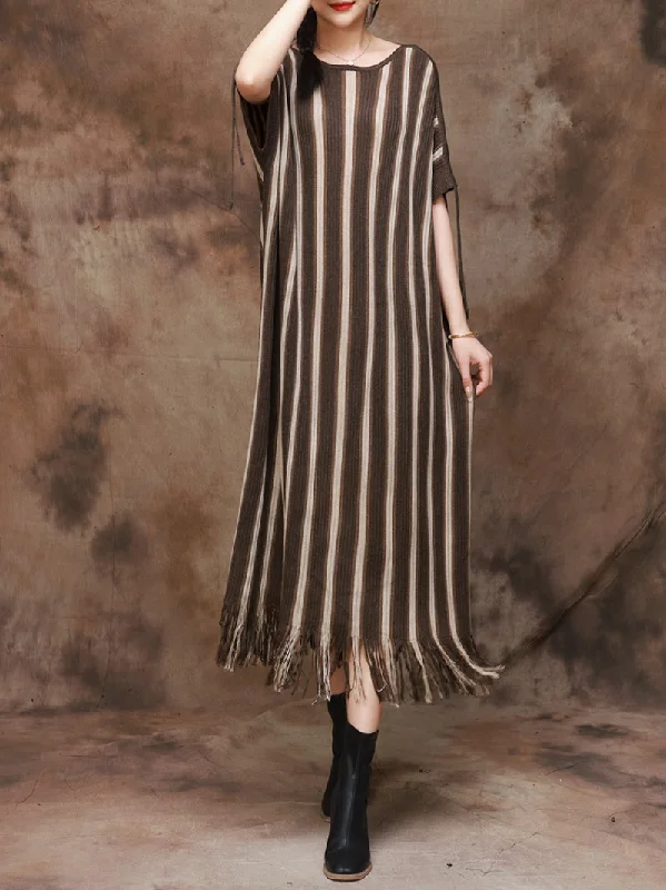 Women's Elegance Striped Knitted Large Size Midi Dress Trendy Floral Wrap Midi Dress Women's Elegance Striped Knitted Large Size Midi Dress Trendy Floral Wrap Midi Dress
